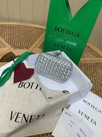Bottega Veneta Knot Minaudiere Clutch Silver - 19x11.5x5cm