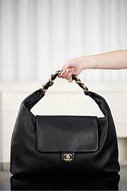 Chanel Maxi Hobo Bag Shiny Calfskin & Gold Tone Metal Black - 43x33x7cm - 2