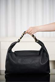 Chanel Maxi Hobo Bag Shiny Calfskin & Gold Tone Metal Black - 43x33x7cm - 3