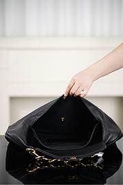 Chanel Maxi Hobo Bag Shiny Calfskin & Gold Tone Metal Black - 43x33x7cm - 6