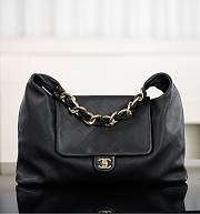 Chanel Maxi Hobo Bag Shiny Calfskin & Gold Tone Metal Black - 43x33x7cm - 1
