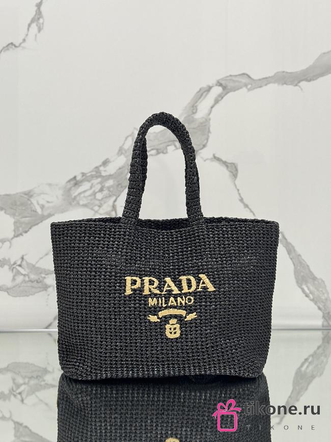 Prada Crochet Tote Bag Black 1BG392 - 40x34x16cm - 1