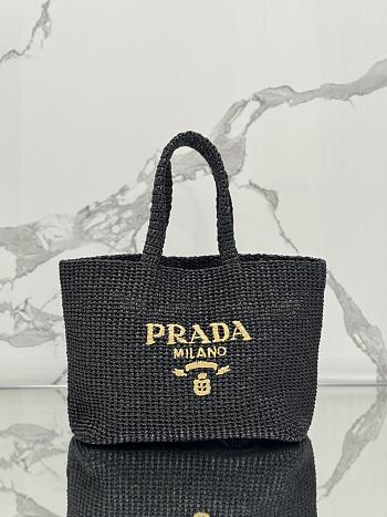 Prada Crochet Tote Bag Black 1BG392 - 40x34x16cm
