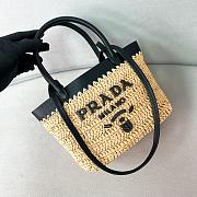Prada Mini Crochet And Leather Tote Bag Natural/Black 1BG501 - 21x16x10cm - 1