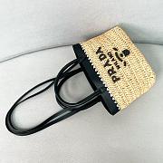 Prada Mini Crochet And Leather Tote Bag Natural/Black 1BG501 - 21x16x10cm - 3
