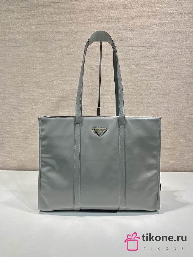 Prada Large Leather Tote Bag Gray 1BG460 - 39x31x10cm - 1