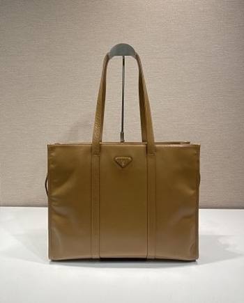 Prada Large Leather Tote Bag Brown 1BG460 - 39x31x10cm