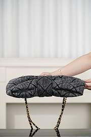 Chanel Maxi Bow Bag Washed Denim & Gold Tone Metal Black - 38x29x5cm - 5