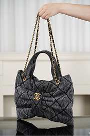 Chanel Maxi Bow Bag Washed Denim & Gold Tone Metal Black - 38x29x5cm - 3