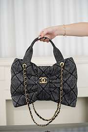Chanel Maxi Bow Bag Washed Denim & Gold Tone Metal Black - 38x29x5cm - 2