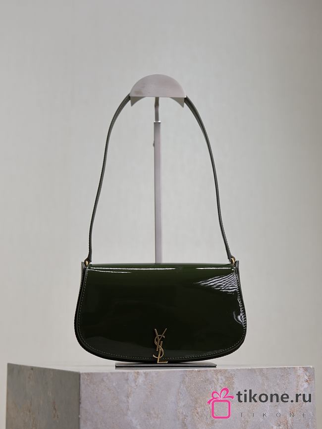 YSL Mini Voltaire In Patent Leather Green - 21x11x4.5cm - 1