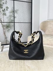Chanel Hobo Handbag Shiny Calfskin & Gold Tone Metal Black - 28x24x8cm - 3