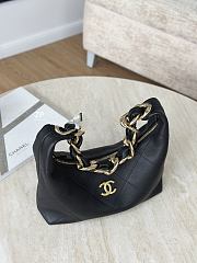 Chanel Hobo Handbag Shiny Calfskin & Gold Tone Metal Black - 28x24x8cm - 2