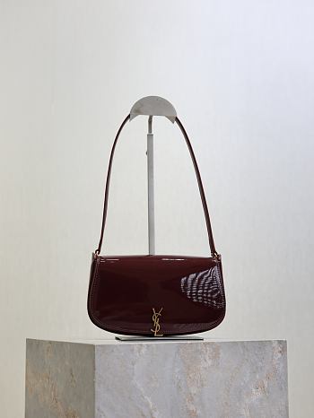 YSL Mini Voltaire In Patent Leather Burgundy - 21x11x4.5cm