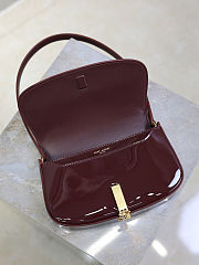 YSL Mini Voltaire In Patent Leather Burgundy - 21x11x4.5cm - 2