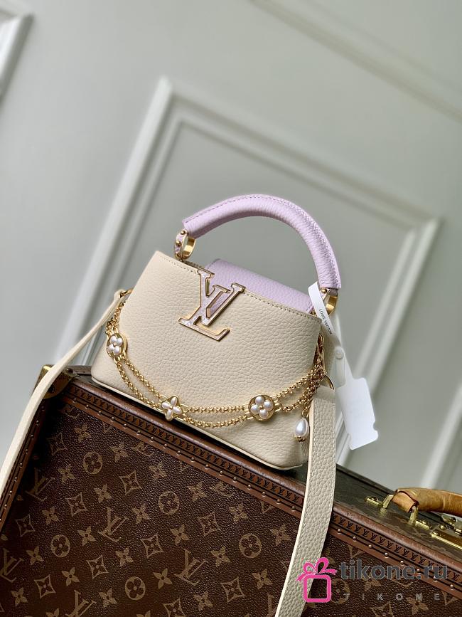 LV Capucines Mini Taurillon Leather Quartz/Misty M15117 - 21x13.6x8cm - 1