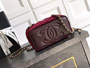 Chanel Small Vanity with Chain Velvet Strass & Gold Tone Metal Burgundy - 17x8x9.5cm - 5