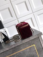 Chanel Small Vanity with Chain Velvet Strass & Gold Tone Metal Burgundy - 17x8x9.5cm - 2