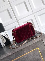 Chanel Small Vanity with Chain Velvet Strass & Gold Tone Metal Burgundy - 17x8x9.5cm - 3
