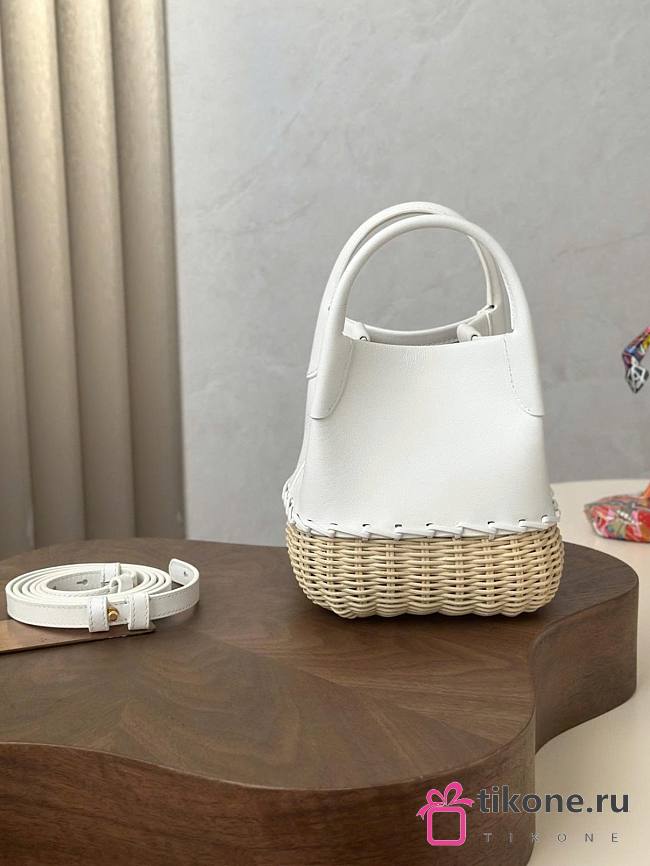 Loro Piana Micro Bale Bag Calfskin Rattan White - 16x13.5x13cm - 1