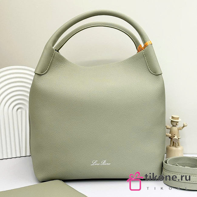 Loro Piana Large Bale Bag Grained Calfskin Green - 27x24x20cm - 1