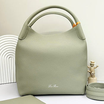 Loro Piana Large Bale Bag Grained Calfskin Green - 27x24x20cm