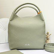 Loro Piana Large Bale Bag Grained Calfskin Green - 27x24x20cm - 6