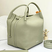 Loro Piana Large Bale Bag Grained Calfskin Green - 27x24x20cm - 4