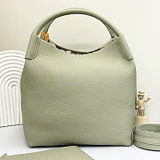 Loro Piana Large Bale Bag Grained Calfskin Green - 27x24x20cm - 3