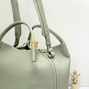 Loro Piana Large Bale Bag Grained Calfskin Green - 27x24x20cm - 2