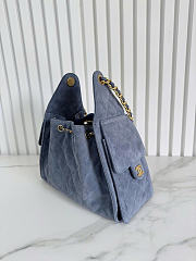 Chanel 25 Handbag Small Suede Gold Tone Metal Blue - 30x26x14cm - 6