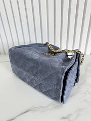 Chanel 25 Handbag Small Suede Gold Tone Metal Blue - 30x26x14cm - 4