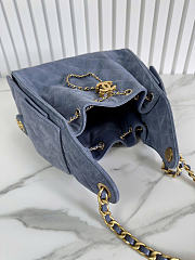 Chanel 25 Handbag Small Suede Gold Tone Metal Blue - 30x26x14cm - 2