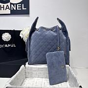 Chanel 25 Medium Handbag Suede Gold Tone Metal Blue - 40x30x15cm - 2