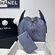 Chanel 25 Medium Handbag Suede Gold Tone Metal Blue - 40x30x15cm - 3