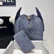 Chanel 25 Medium Handbag Suede Gold Tone Metal Blue - 40x30x15cm - 4