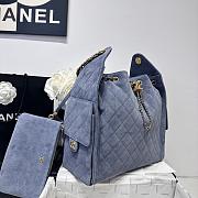 Chanel 25 Medium Handbag Suede Gold Tone Metal Blue - 40x30x15cm - 5