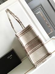 Celine Large Cabas Thais in Striped Textile with Celine Jacquard Tote Beige/Brown - 41x28x17.5cm - 3