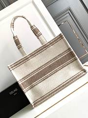 Celine Large Cabas Thais in Striped Textile with Celine Jacquard Tote Beige/Brown - 41x28x17.5cm - 2