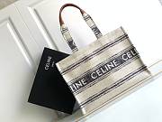 Celine Large Cabas Thais in Striped Textile with Celine Jacquard Tote Beige/Blue - 41x28x17.5cm - 2