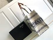 Celine Large Cabas Thais in Striped Textile with Celine Jacquard Tote Beige/Blue - 41x28x17.5cm - 4