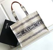 Celine Large Cabas Thais in Striped Textile with Celine Jacquard Tote Beige/Blue - 41x28x17.5cm - 1