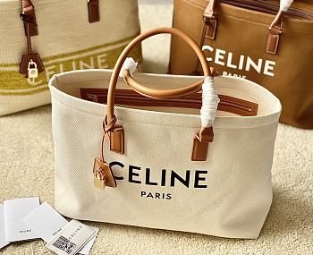 Celine Horizontal Cabas Tote Canvas with Leather Natural/Tan - 44x32x16cm