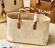 Celine Horizontal Cabas Tote Canvas with Leather Natural/Tan - 44x32x16cm - 2