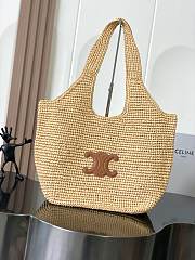 Celine Classic Panier Shopper Cabas In Raffia Natural/Tan - 32.5x28x20cm - 2