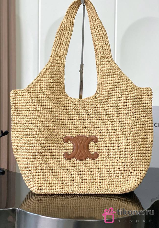 Celine Classic Panier Shopper Cabas In Raffia Natural/Tan - 32.5x28x20cm - 1