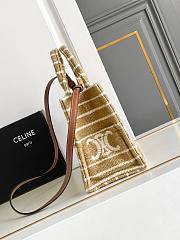 Celine Small Cabas Thais In Striped Textile With Triomphe Beige - 25.5x18.5x12cm - 4