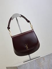 YSL Mini Voltaire Top Handle Bag In Box Saint Laurent Burgundy - 21x17.5x8cm - 4