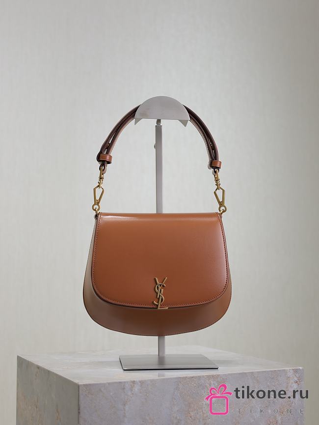 YSL Mini Voltaire Top Handle Bag In Box Saint Laurent Brown - 21x17.5x8cm - 1