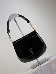 YSL Mini Voltaire Top Handle Bag In Patent Black - 21x17.5x8cm - 2